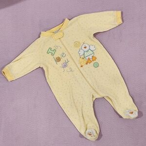 Vintage 90's Y2K Just Born Duck Applique Footed Zippie 6-9m